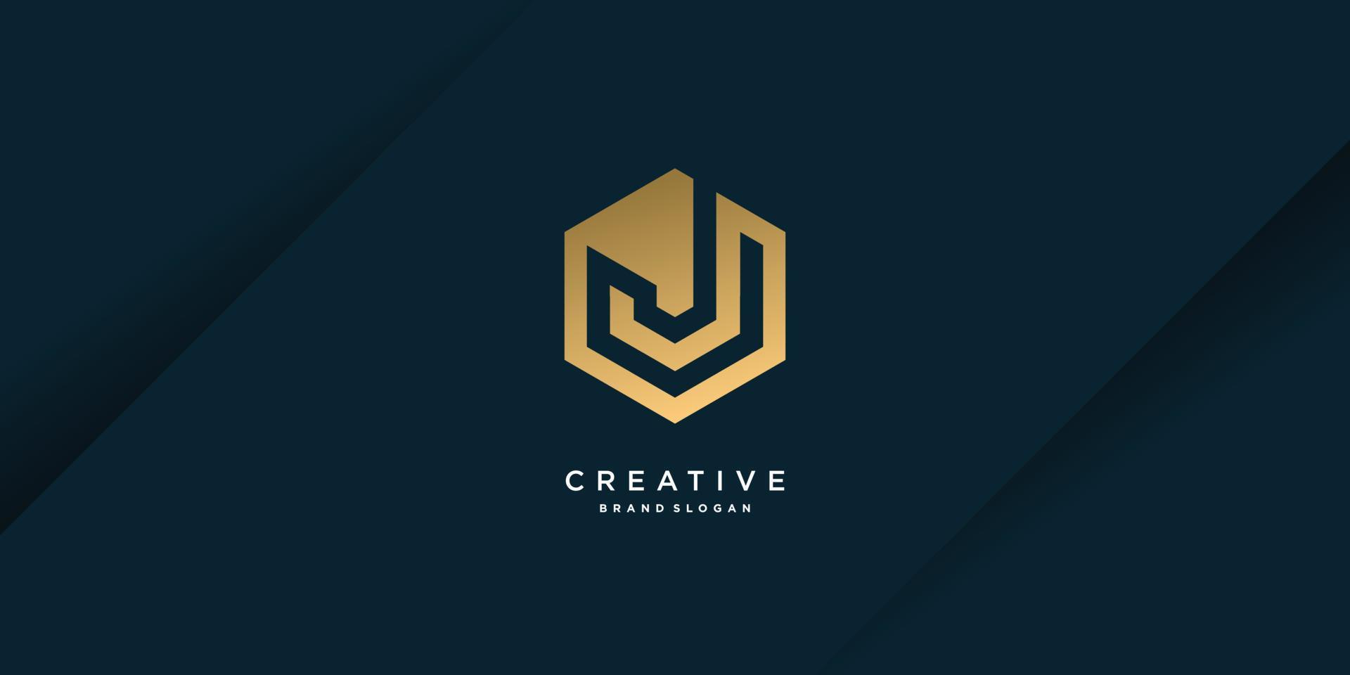 Golden J letter logo template with creative concept and modern unique style part 5 vector