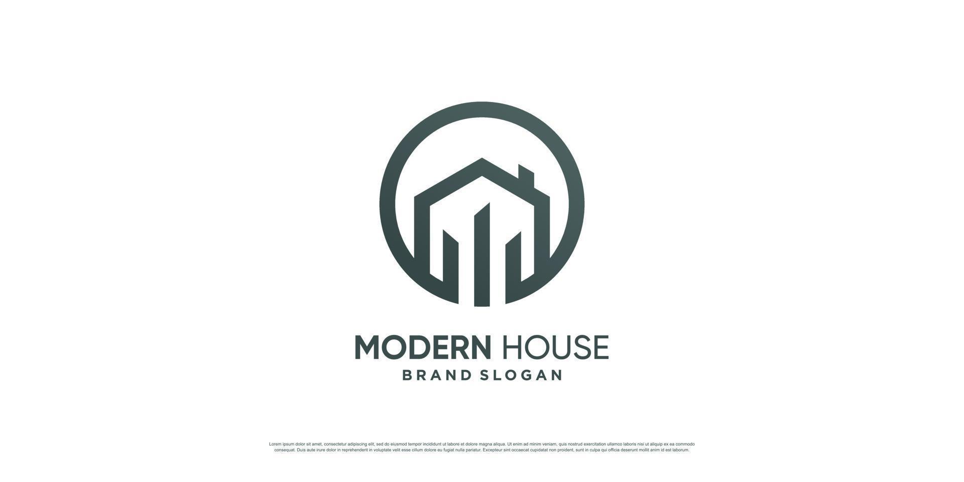 logotipo de la casa moderna con vector premium de concepto simple y minimalista