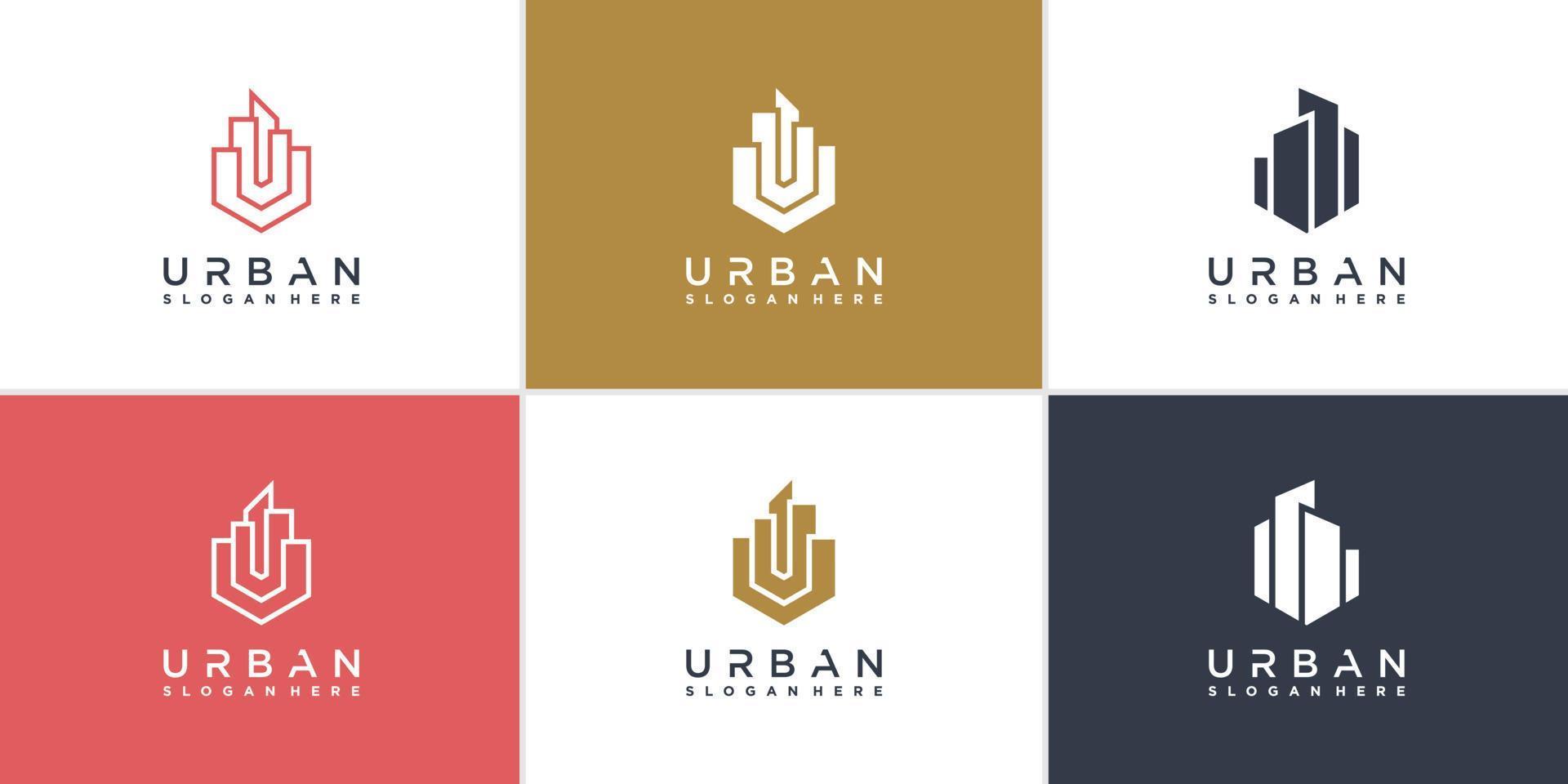 Set of building logo concept with creative unique concept Premium Vector