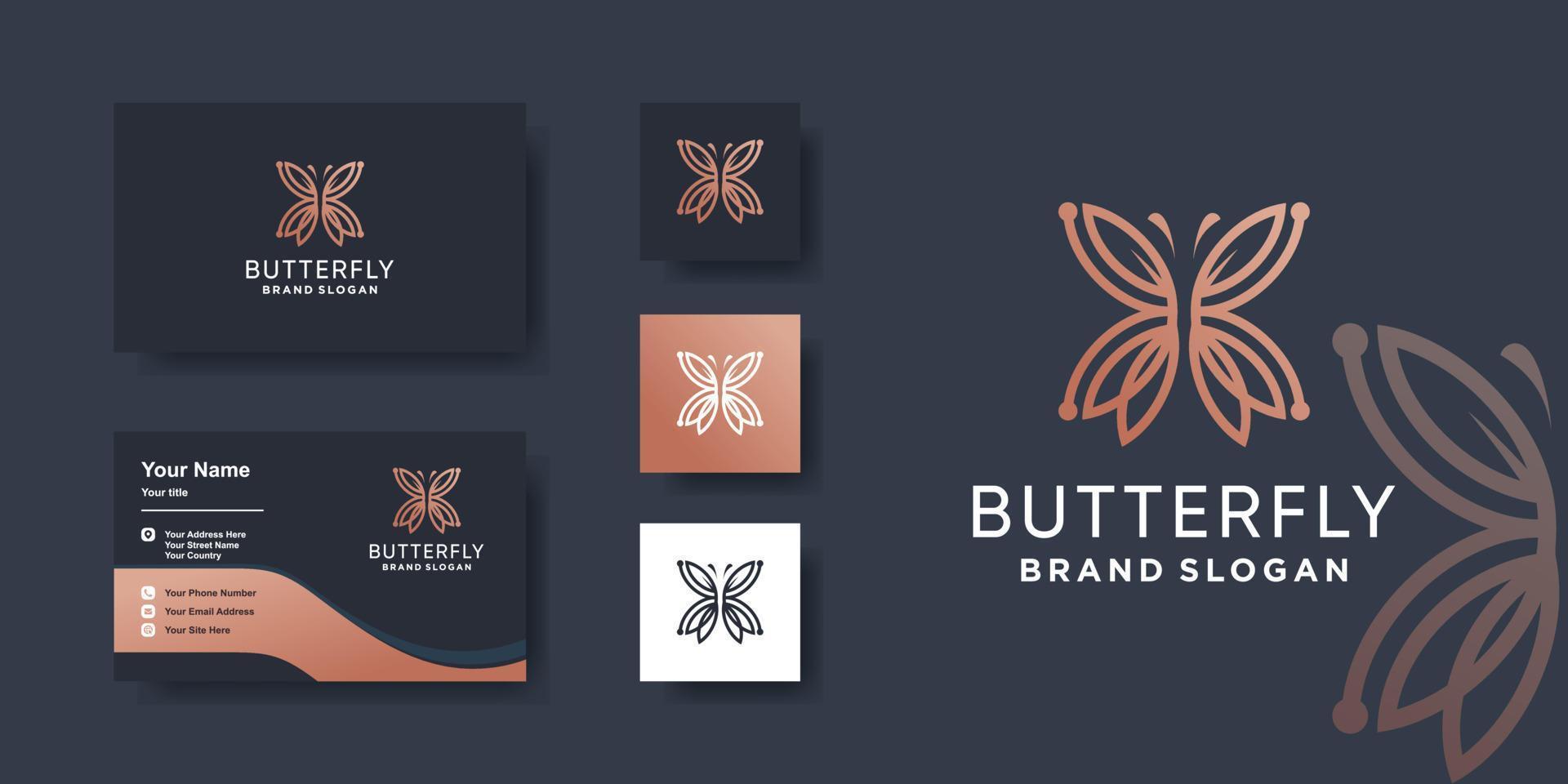 plantilla de logotipo de mariposa con vector premium de concepto moderno