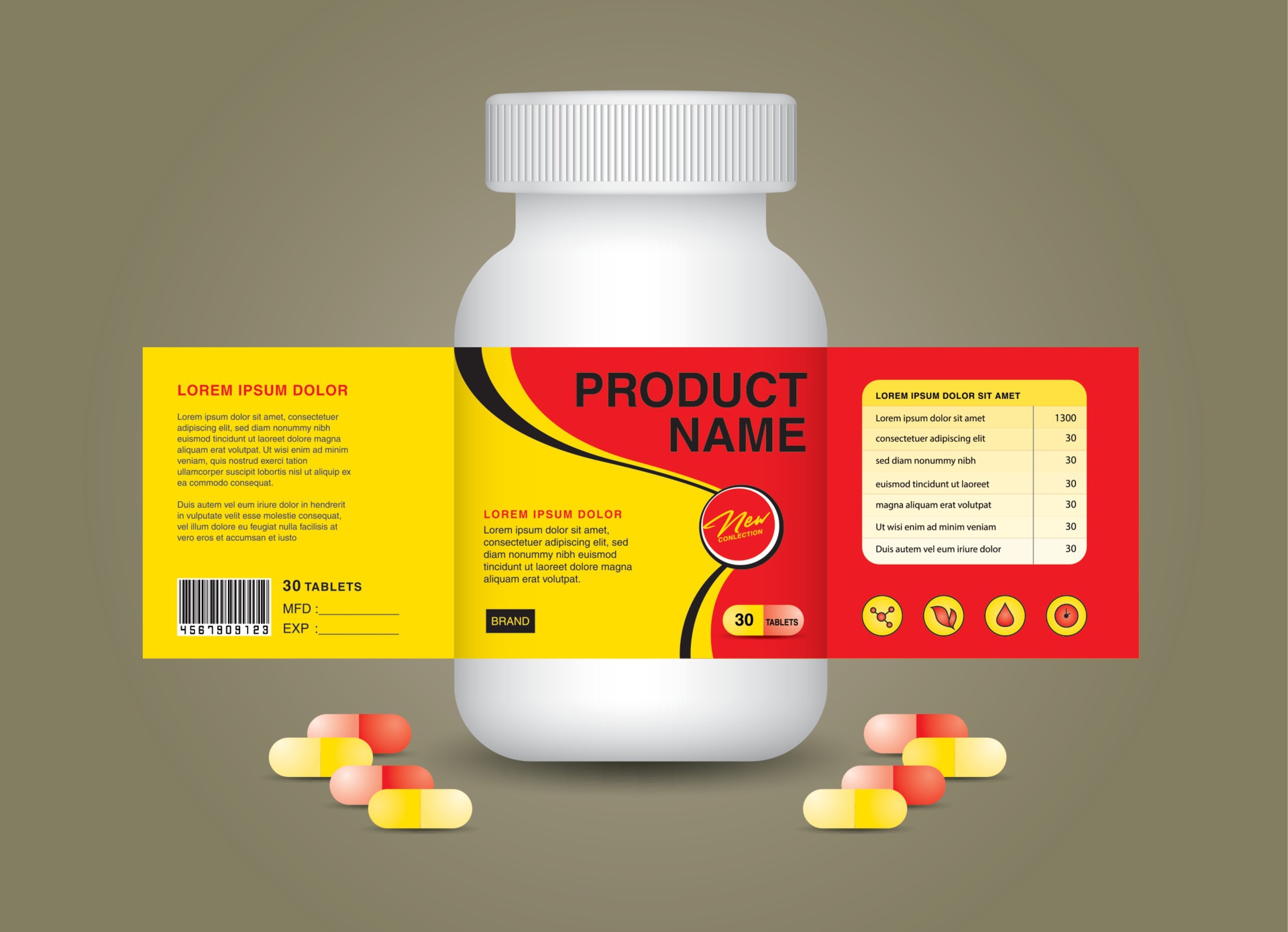 supplement bottle Packaging, Cosmetic package. product design. Beauty