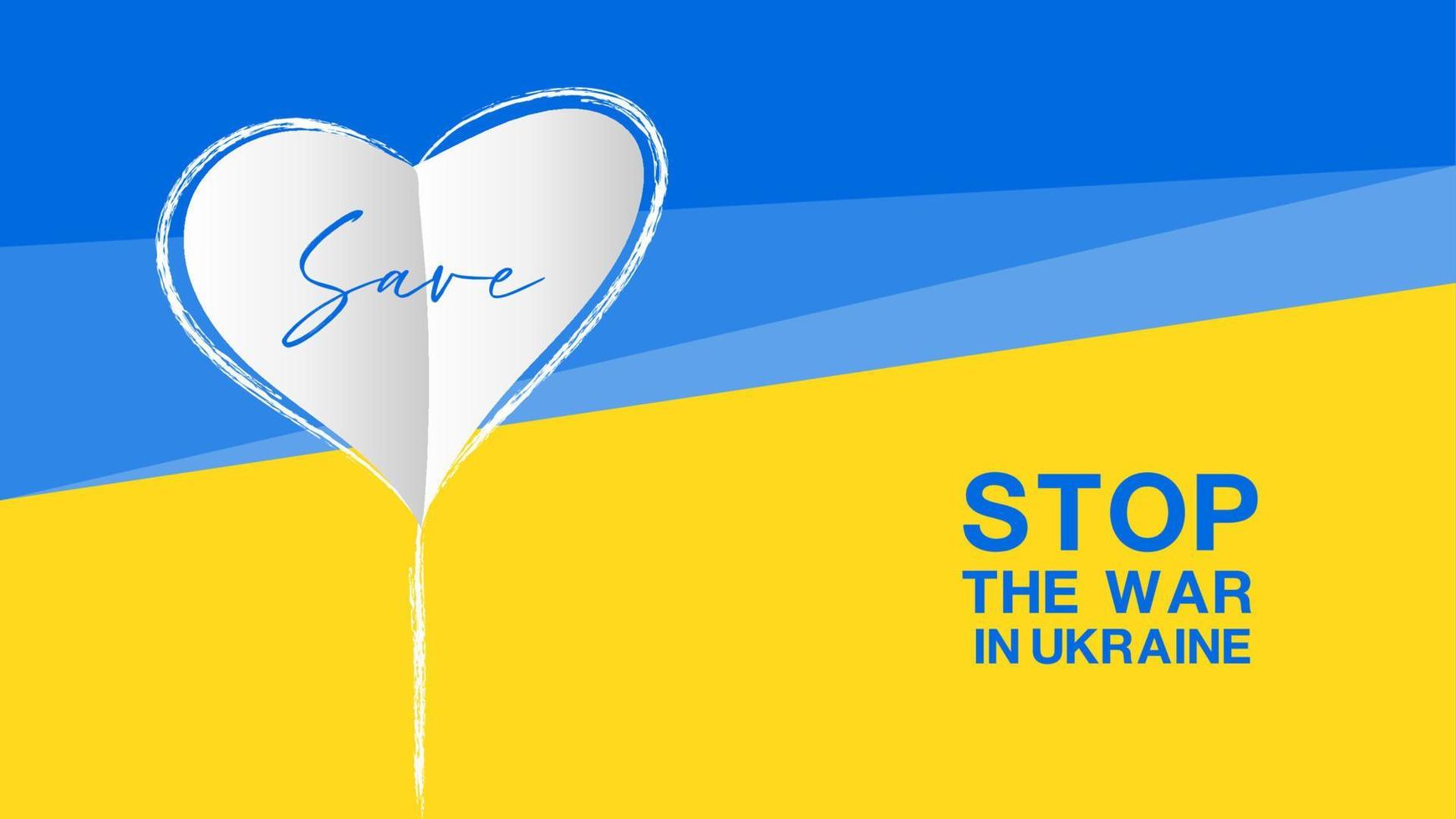 Stop the war in Ukraine on flag background, war stop sign icon, No war in Ukraine concept, Banner template, brochure flyer design, blue and yellow arrows abstract background, Vector illustration