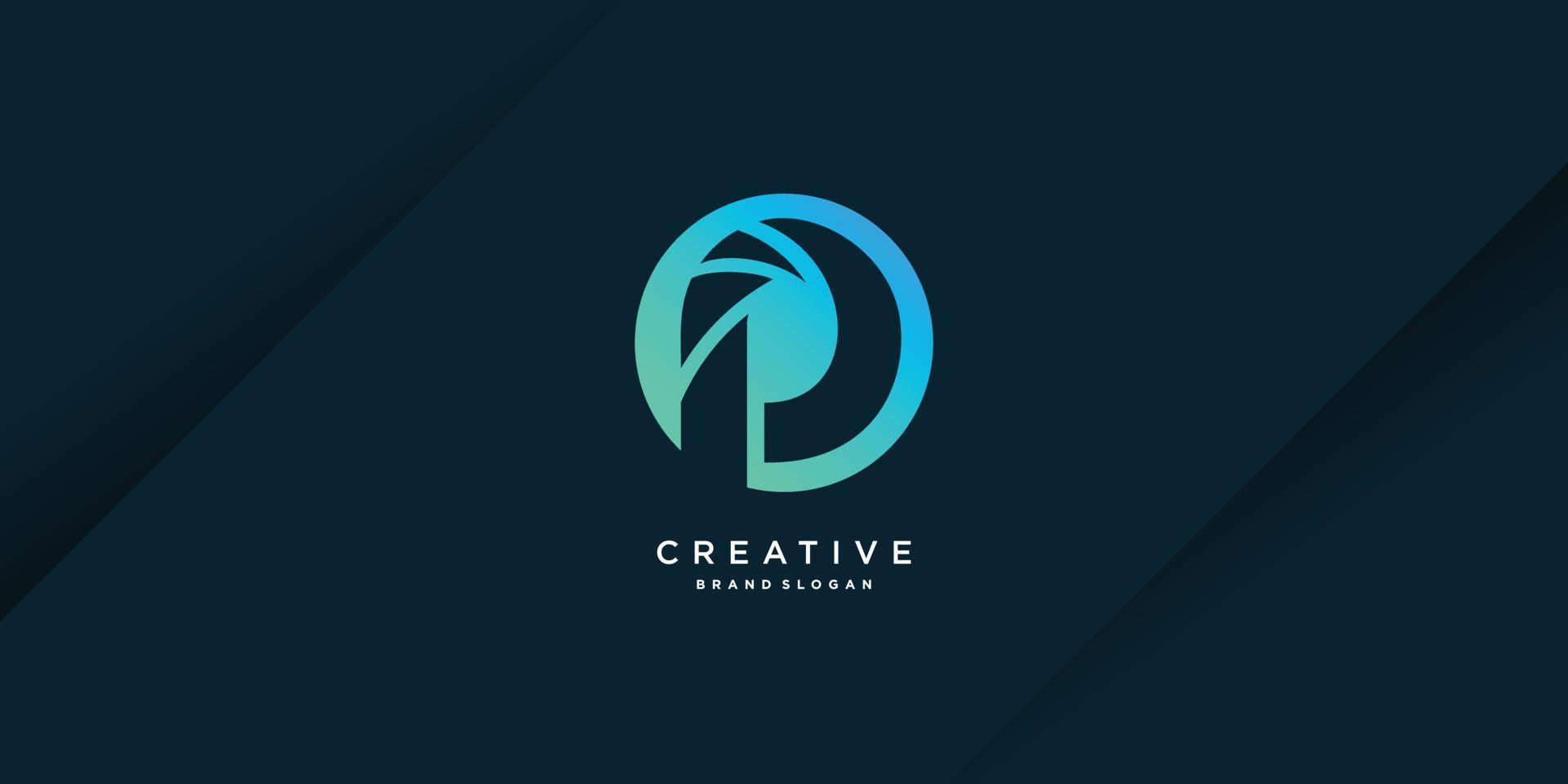 Modern creative P logo template with unique style, technology, computer, data, part 4 vector