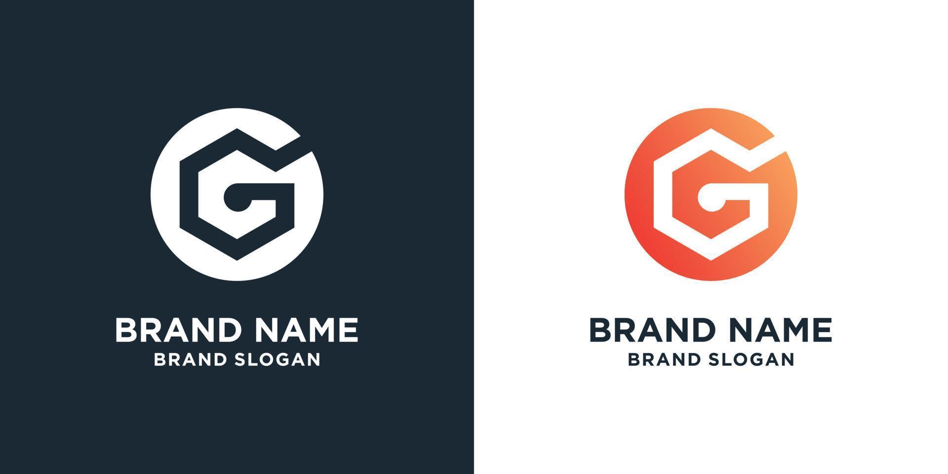 Letter G logo template with creative hexagonal style vector