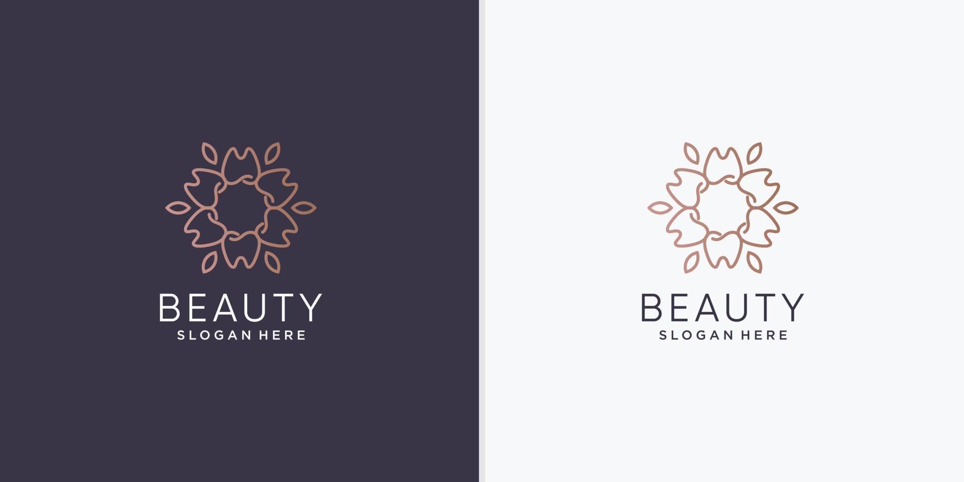 Beauty abstract flower logo with creative line art style vector part 2
