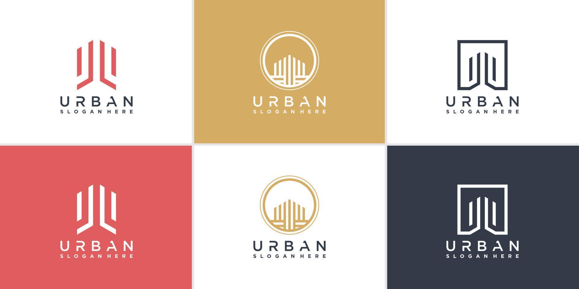 vector premium de colección de logotipo de ciudad urbana