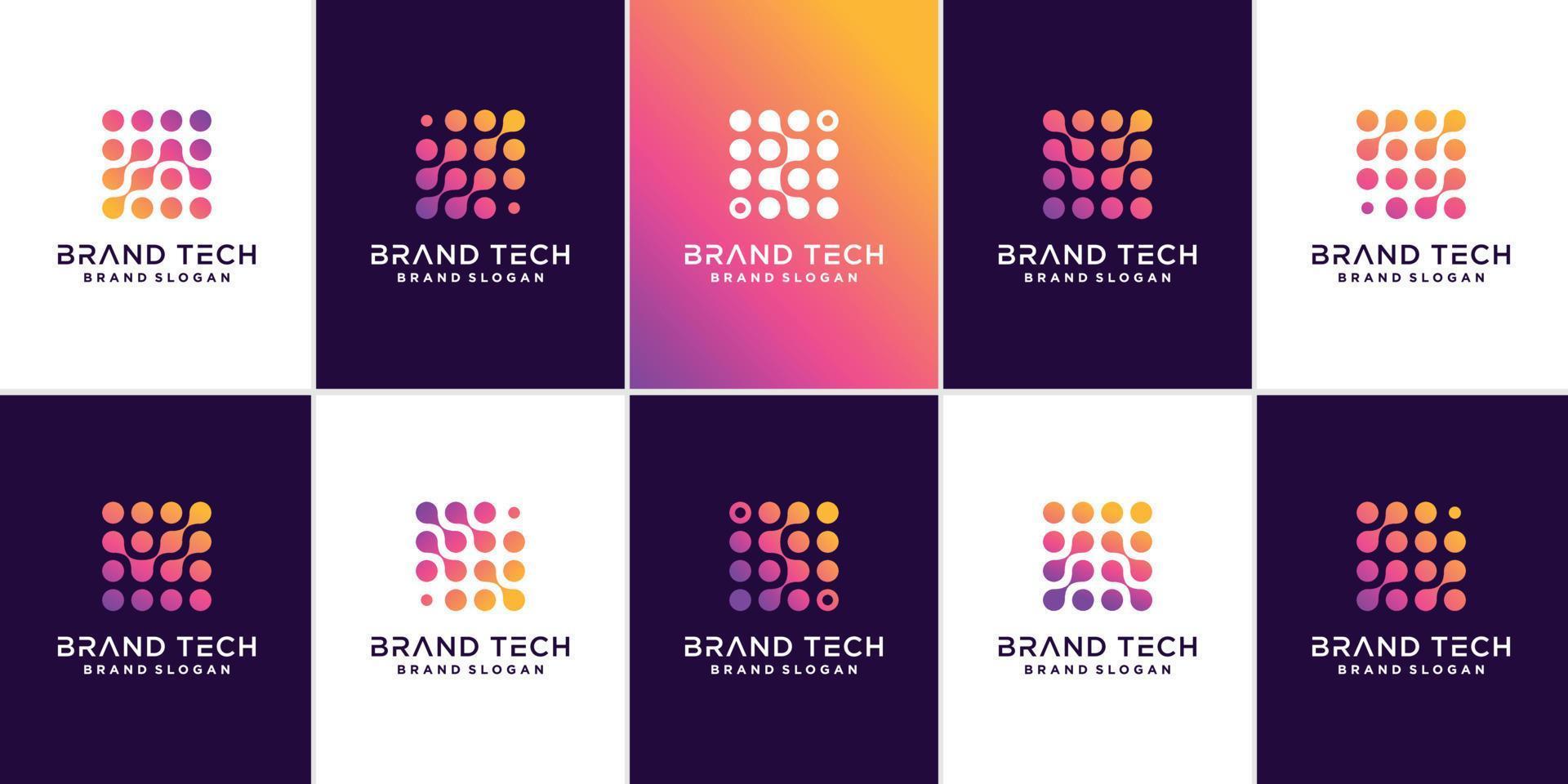 conjunto de plantillas de logotipo de tecnología de moléculas con vector premium de concepto abstracto moderno