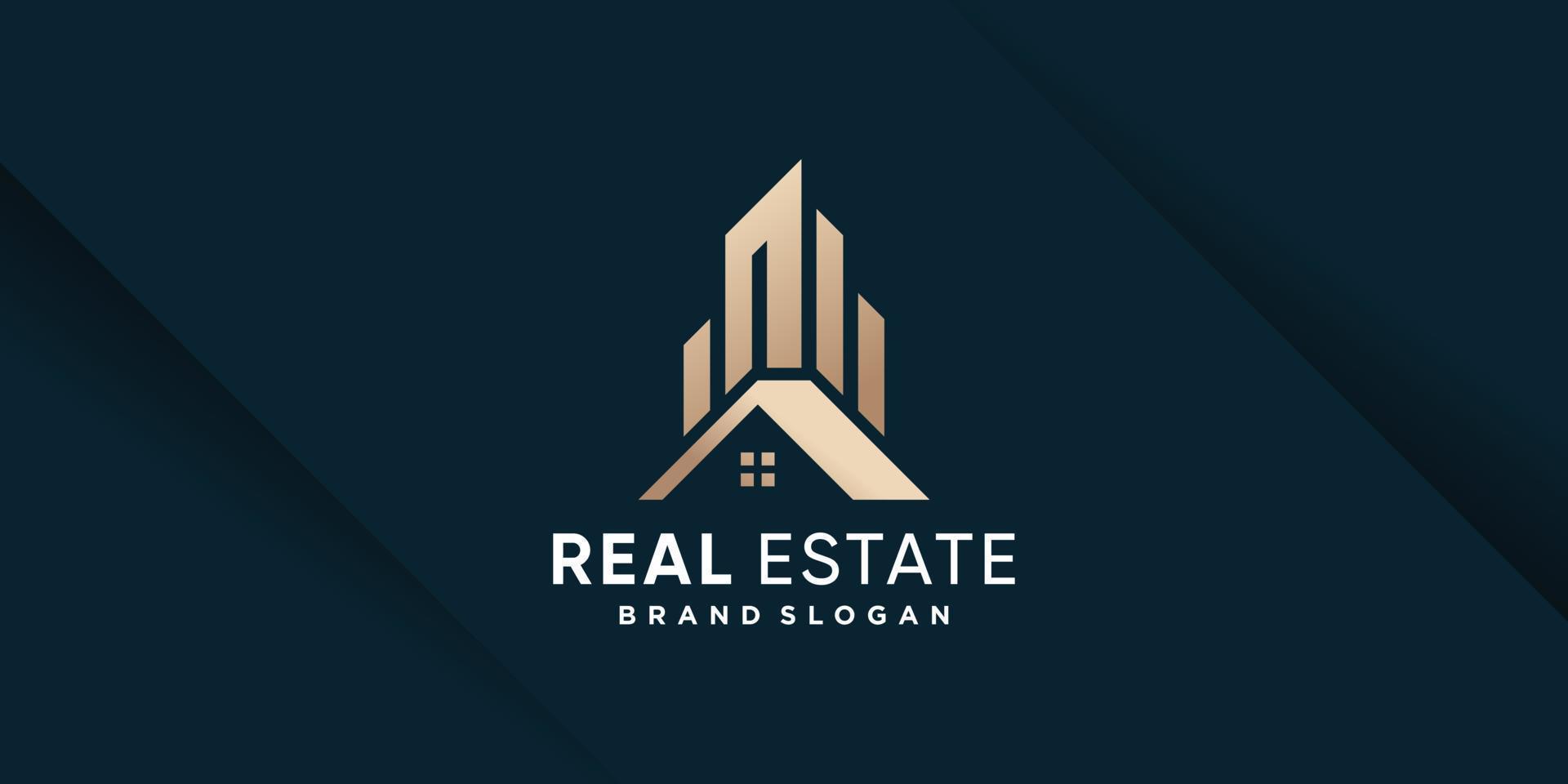 plantilla de logotipo inmobiliario con vector premium de estilo creativo dorado parte 3