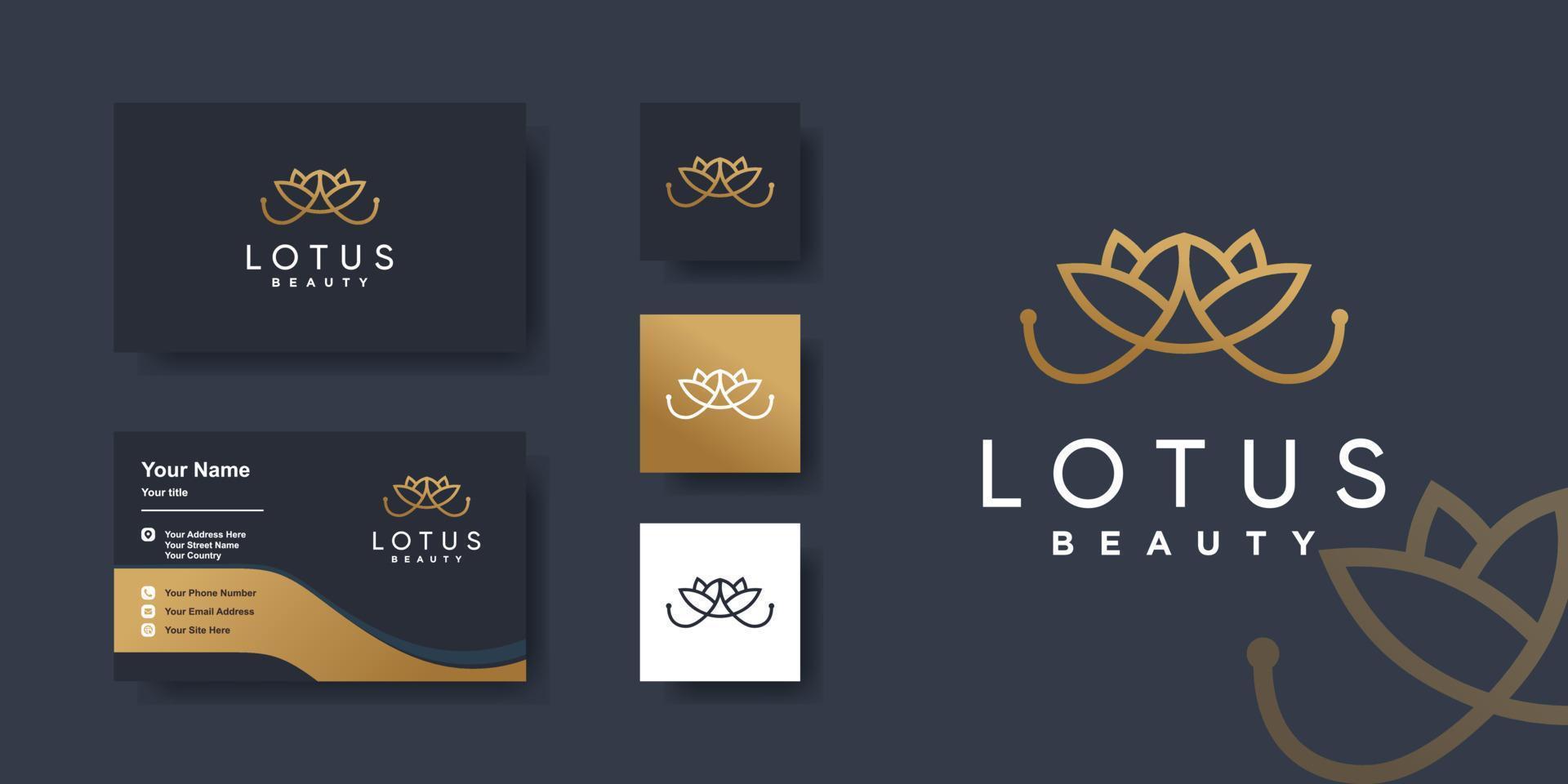 plantilla de logotipo de loto con vector premium de estilo de arte de línea de belleza