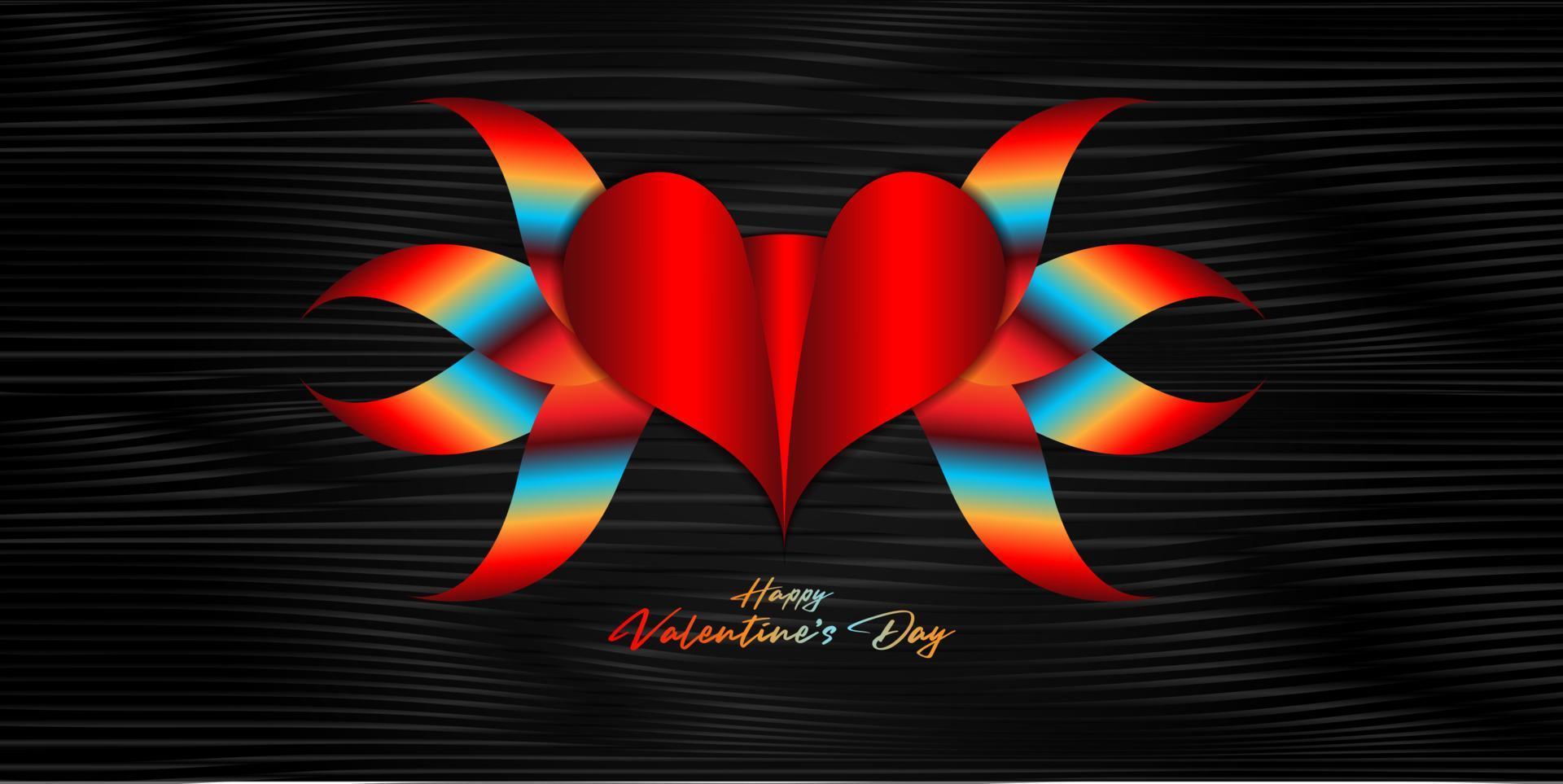 diseño creativo de estilo retro de corazón rojo para la pancarta de feliz día de san valentín. banner social del día de san valentín, tarjeta, afiche, telón de fondo, fondo abstracto del día de san valentín, logotipo de corazón con alas para camiseta vector