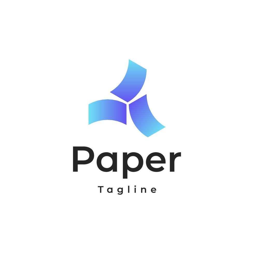 rotating three paper logo with blue gradient color style vector