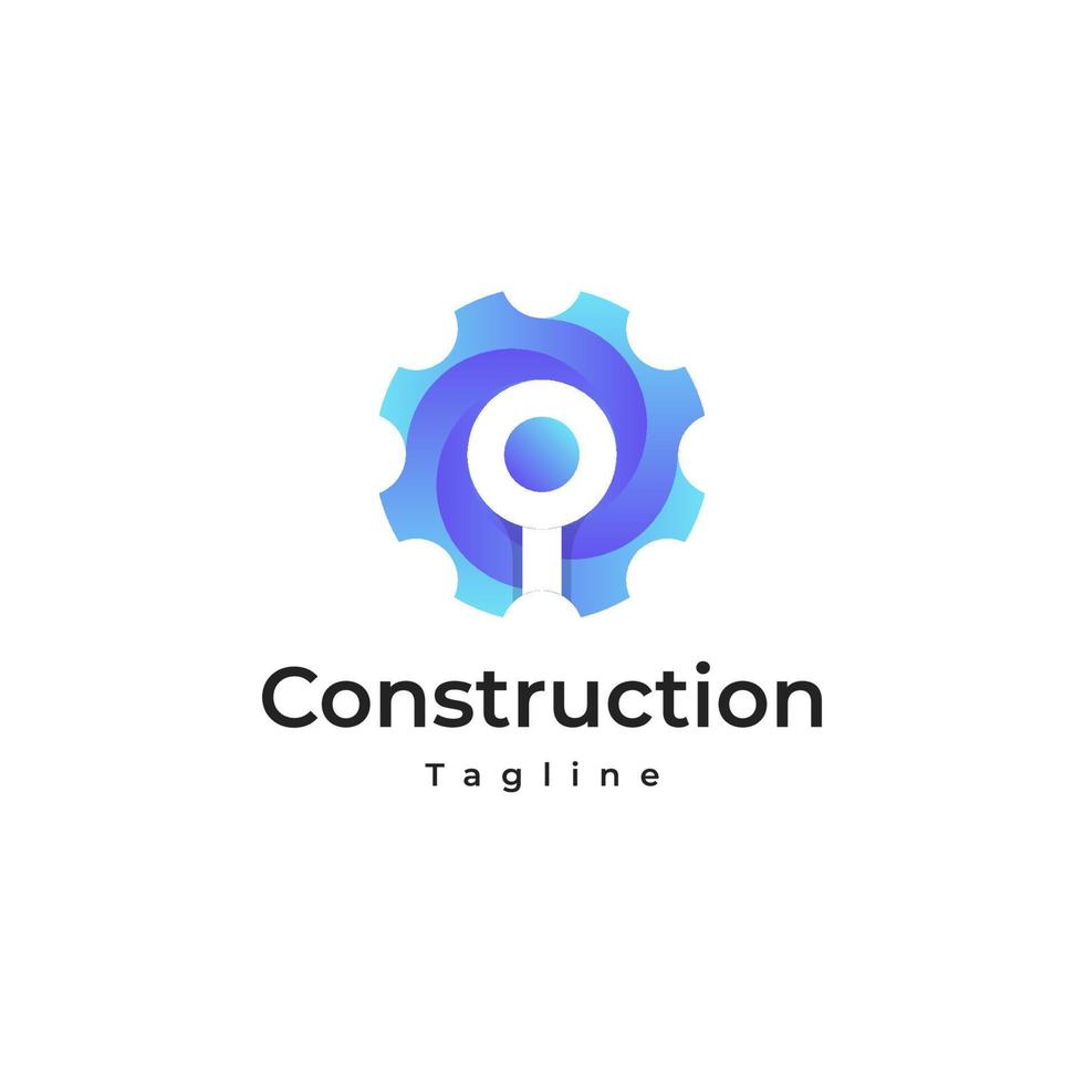 Architech Contruction Solutions gradient colorful Vector Logo Template. gear 3d gradient colorful logo.