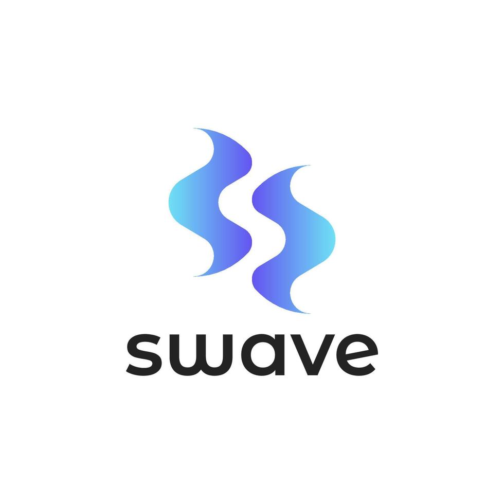 Initial Letter S 3D with wave logo. s logo negative space style. vector