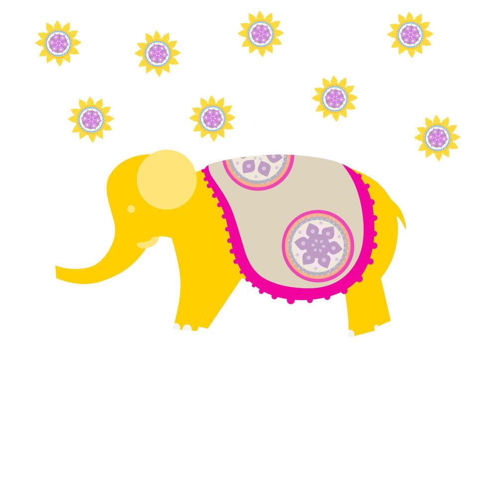 Vector illustration of elephant holi graphics. An elephant in makeup for holi celebrations in India. perfect for holi day symbols and holi day celebration posters.