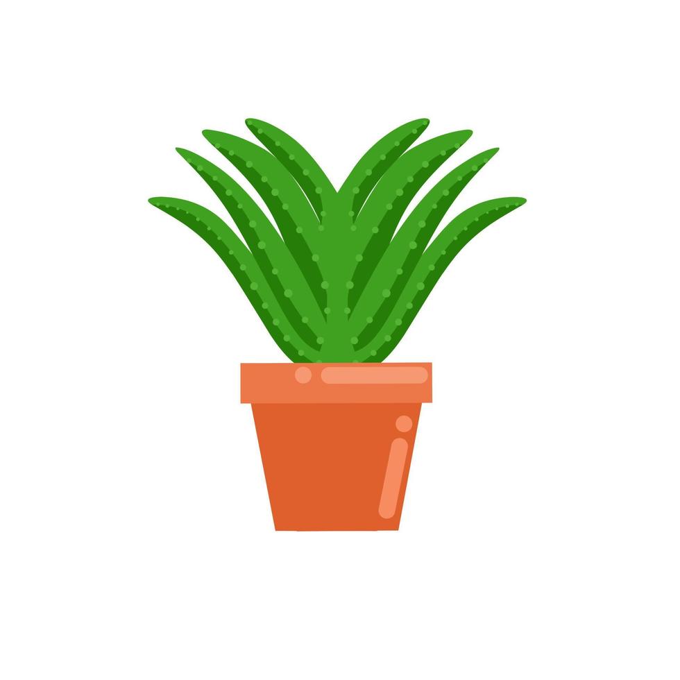 Vector graphic illustration of Aloe Vera in a pot. Aloe Vera Plant. With a white background. Perfect for stickers, home decor, children's book covers and web logos.
