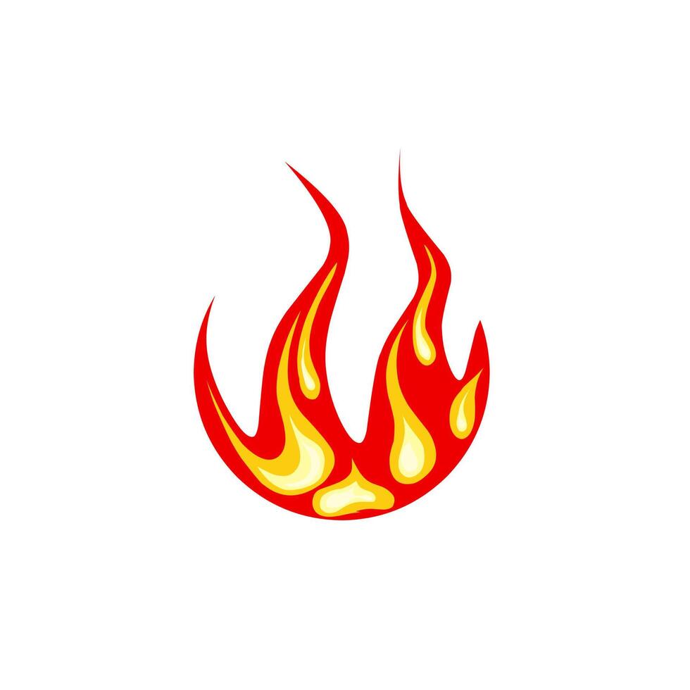 Vector image of red fire. Illustration of a blazing fire on a white ...