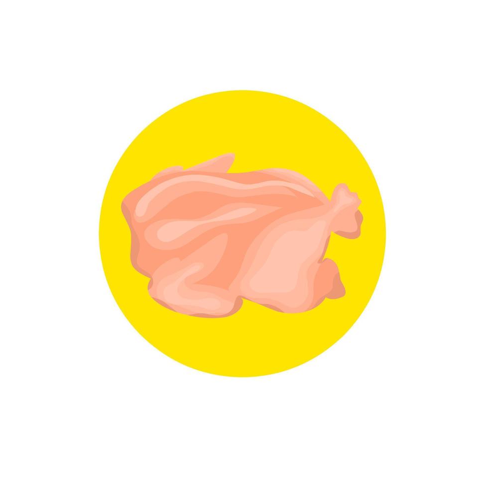 ilustración vectorial de un pollo de engorde. pollo jumbo entero que ha sido limpiado. listo para ser consumido y comercializado. Fondo blanco. ideal para logotipos web y marcas comerciales de venta de pollo. vector