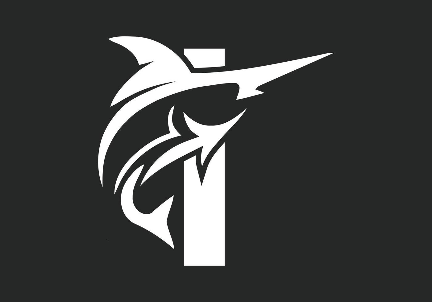 letra i monograma diseño pescado icono vector simple y moderno logo