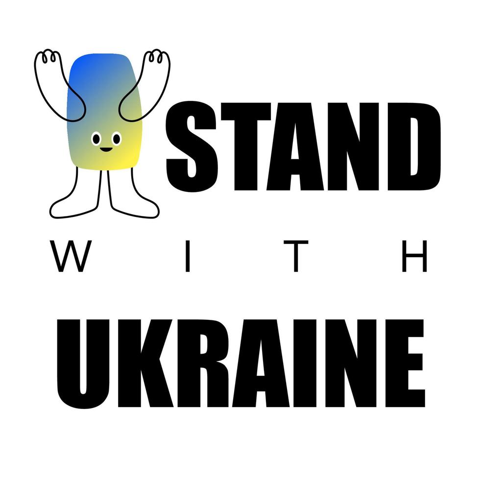 I stand with Ukraine concept of support. Blue-yellow icon with colors of the Ukrainian flag. Symbol of unity and patriotism against the background of war. Vector flat illustration.