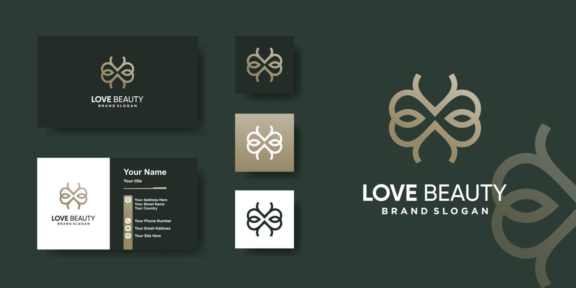 Love beauty logo template with unique concept Premium Vector