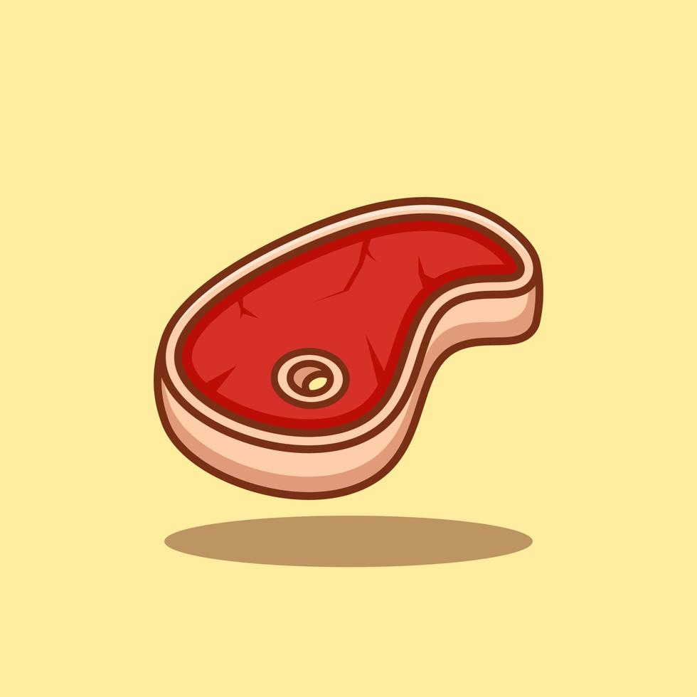 Floating beef steak cartoon illustration vector