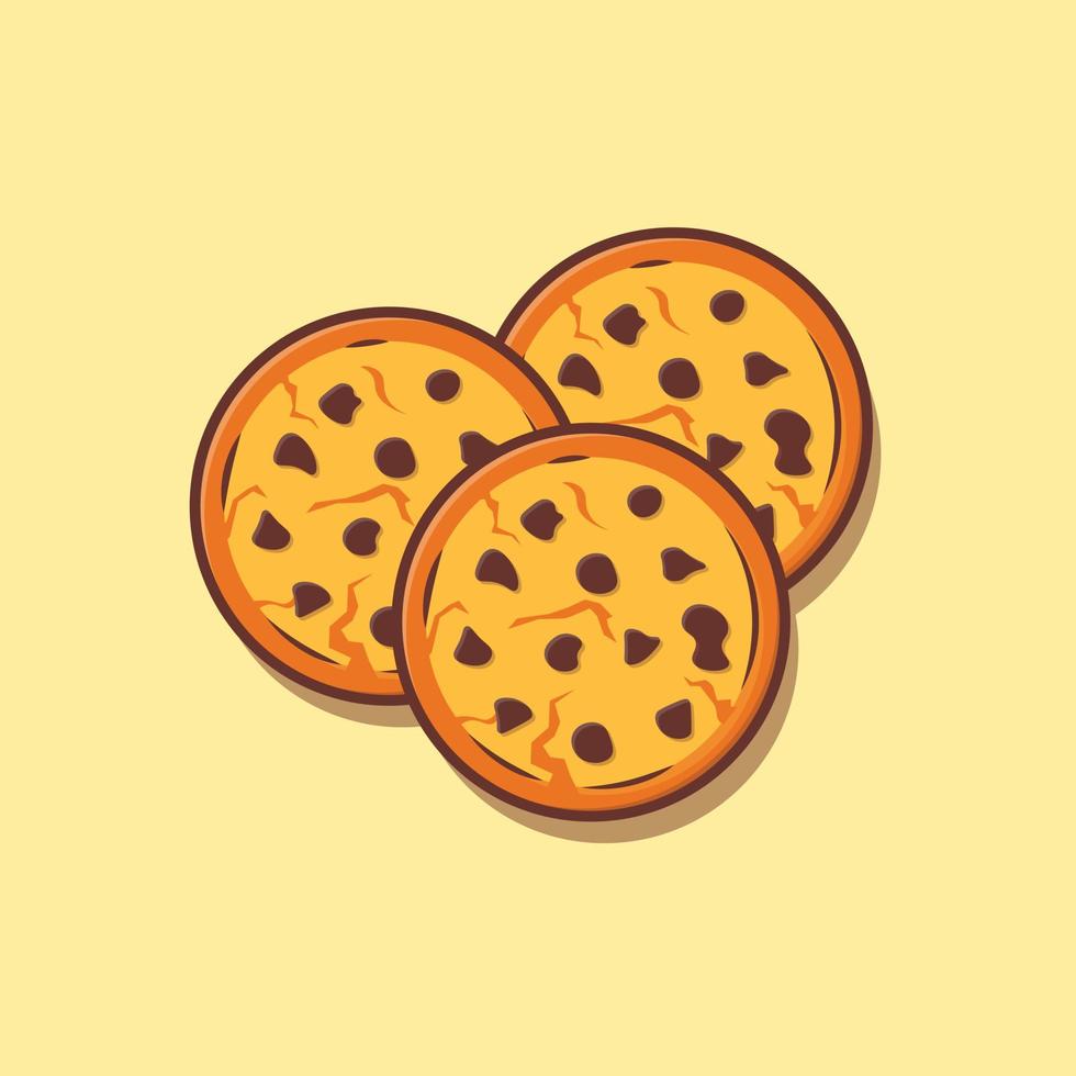 Chocolate cookies snack food top view cartoon icon illustration vector