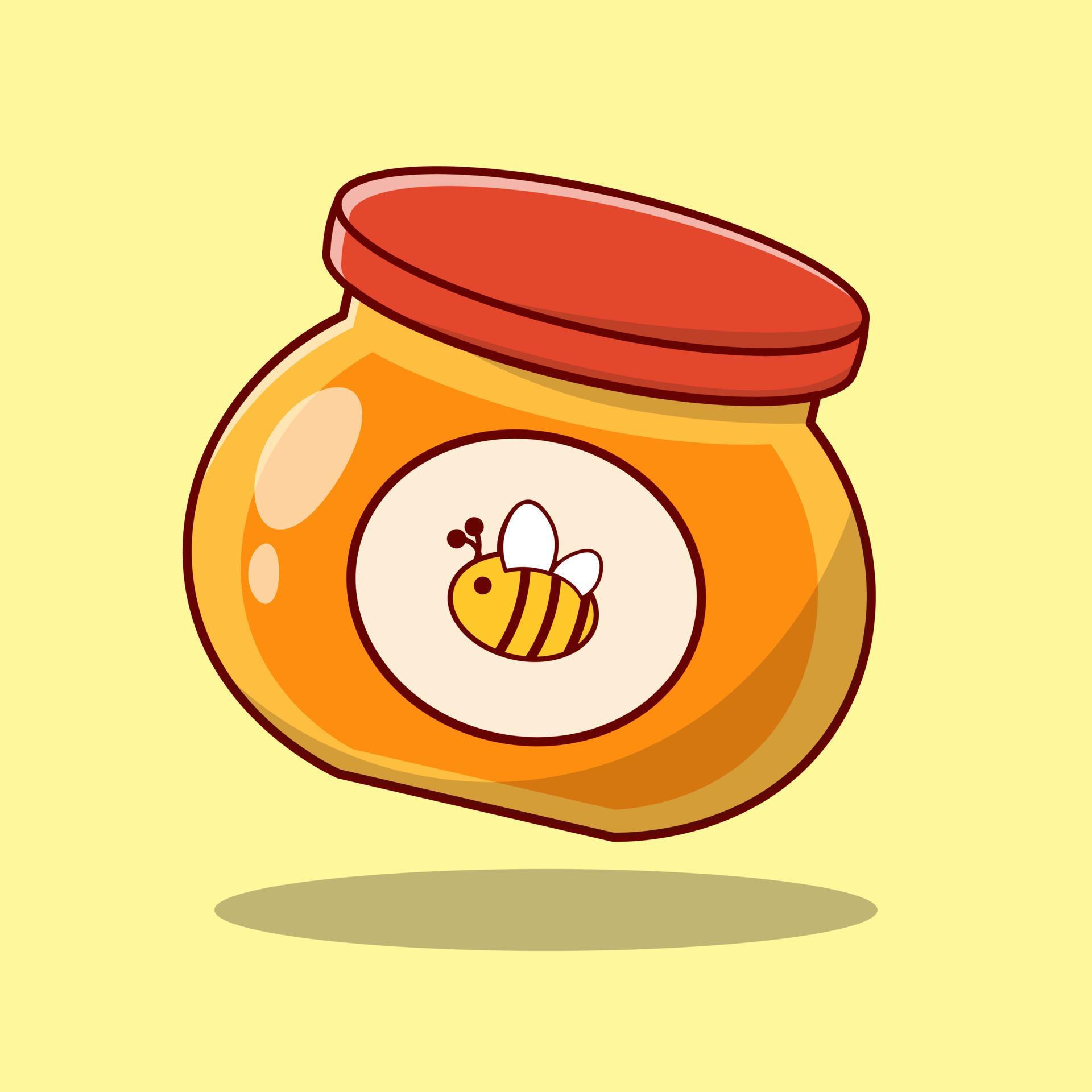 Floating honey jar cartoon flat food vector 7621698 Vector Art at Vecteezy
