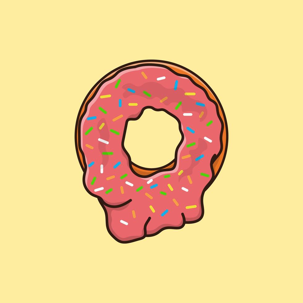 vector de icono de comida plana de dibujos animados de mermelada de donut derretida