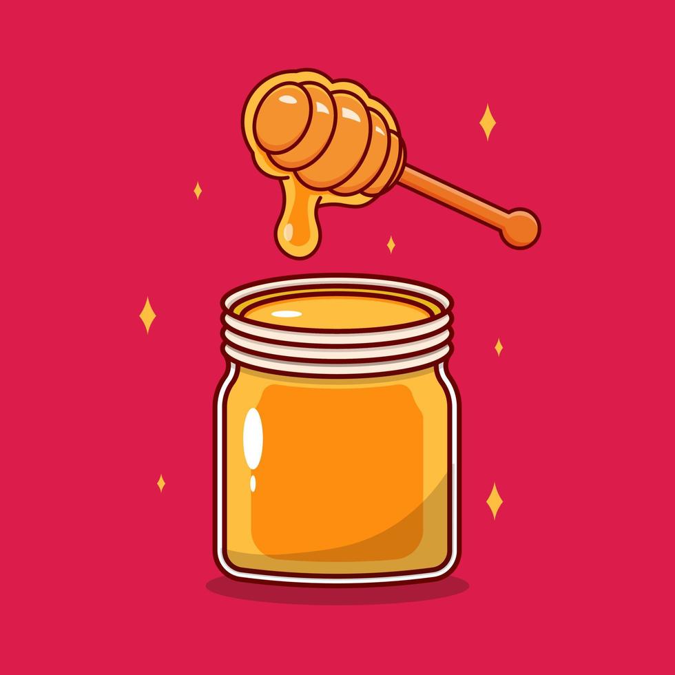 Honey jar cartoon flat food vector