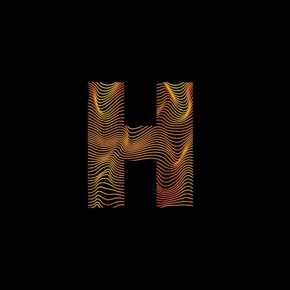 H letter wavy line. H letter with motion wave. Alphabet logo with colorful twisted lines. Creative vector illustration with zebra, sea, print and wavy pattern lines.