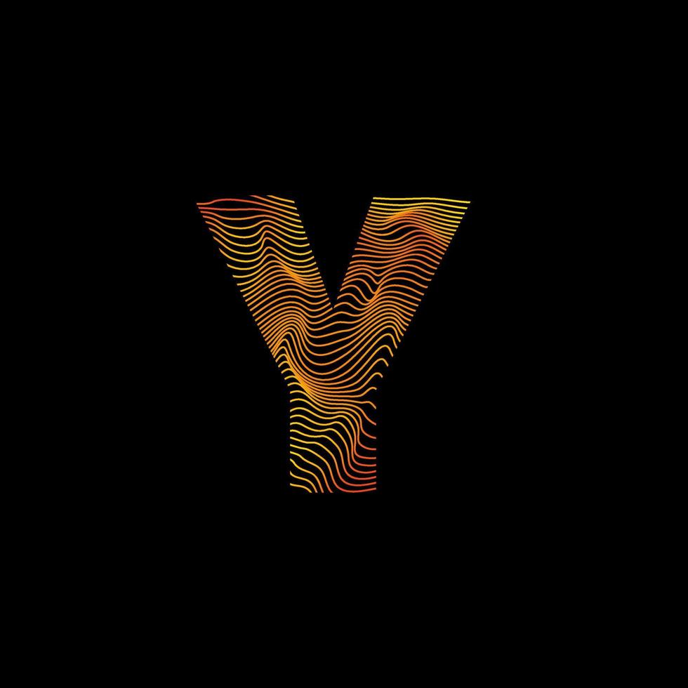 Y letter wavy line. Y letter with motion wave. Alphabet logo with colorful twisted lines. Creative vector illustration with zebra, sea, print and wavy pattern lines.