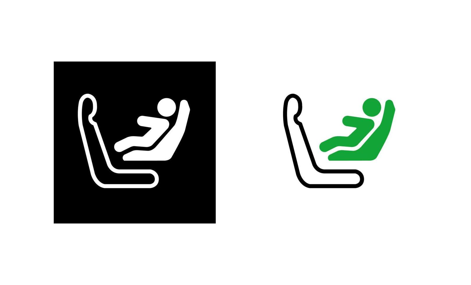 el sentido de uso de la silla de bebé del coche. icono de asiento isofix para niños de coche. silueta y logo original lineal. icono de signo de estilo de esquema simple. ilustración vectorial aislado sobre fondo blanco. eps vector