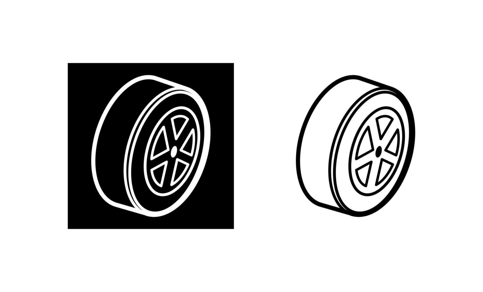 Car wheel icon. Car tire, rim and wheel part. Silhouette and linear original logo. Simple outline style sign icon. Vector illustration isolated on white background. EPS10.