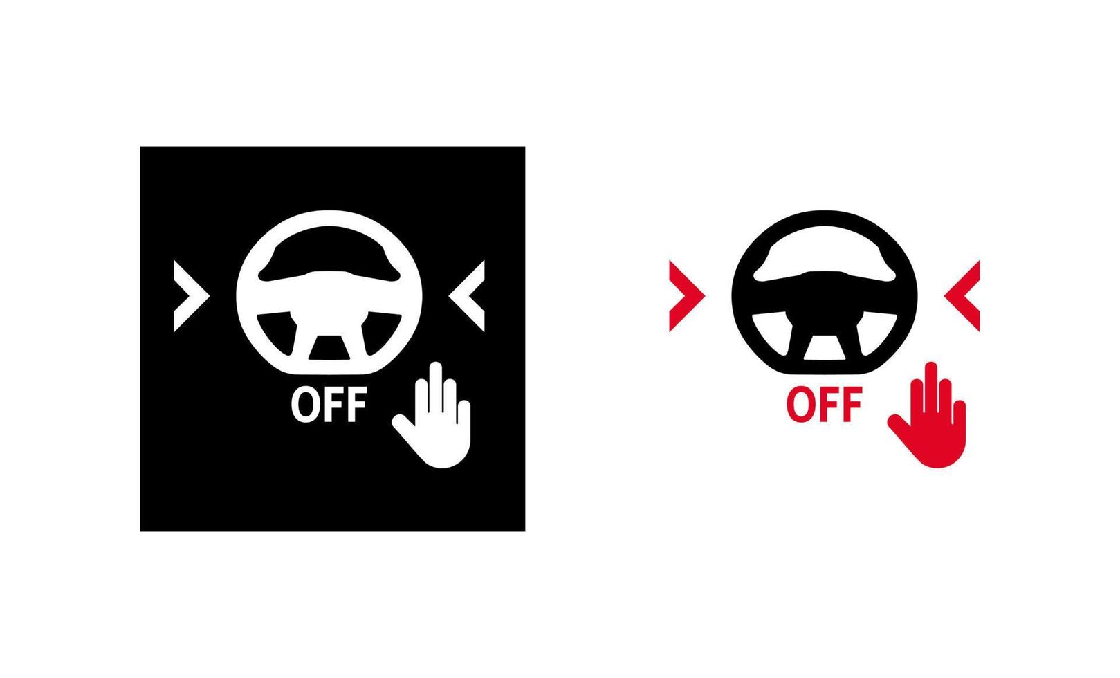 Car auto steering off icon. Car road tracking system off icon. Silhouette and linear original logo. Simple outline style sign icon. Vector illustration isolated on white background. EPS 10