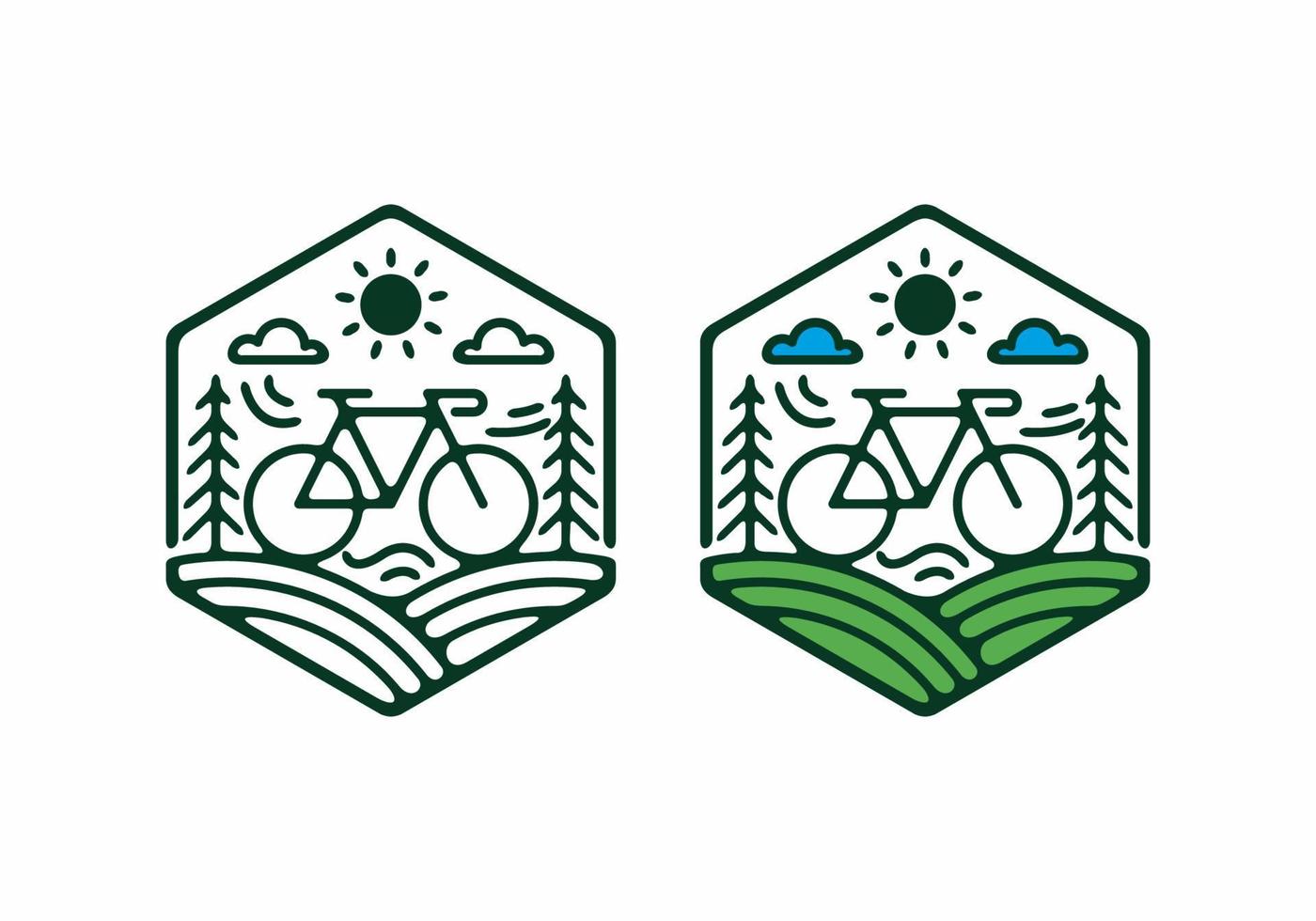 Hexagon shape of bicycle logo vector