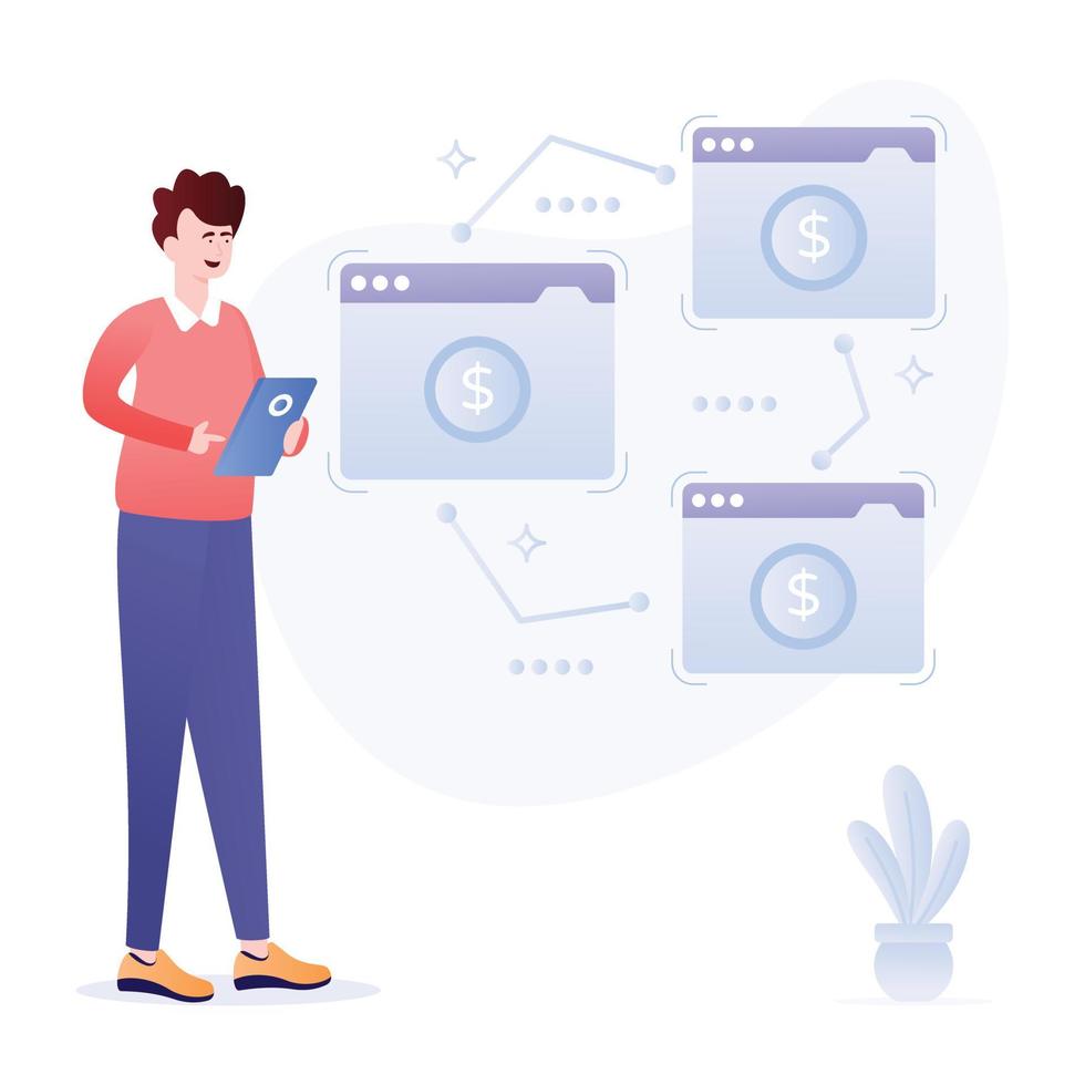 Website layout design, flat illustration of wireframe vector
