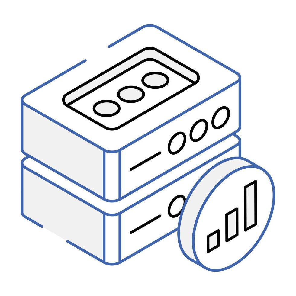 An icon of server analysis isometric vector