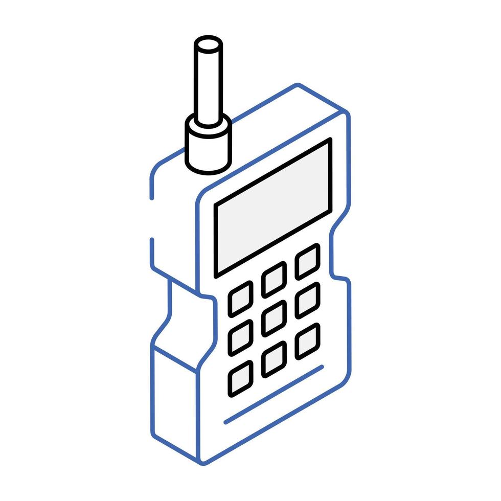 icono isométrico de contorno premium de walkie talkie vector