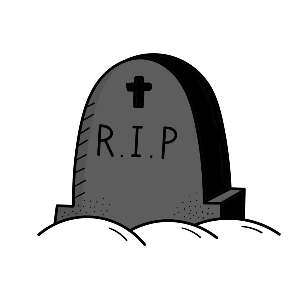 Gray headstone, cemetery. Mystic. Halloween. Doodle style illustration vector