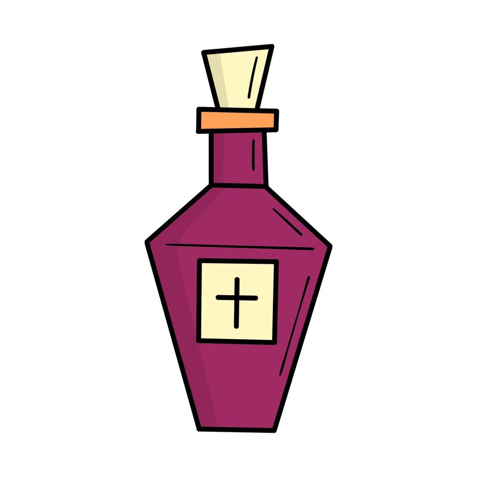 Witchcraft potion in a glass bottle. Mystic. Halloween. Doodle style illustration vector