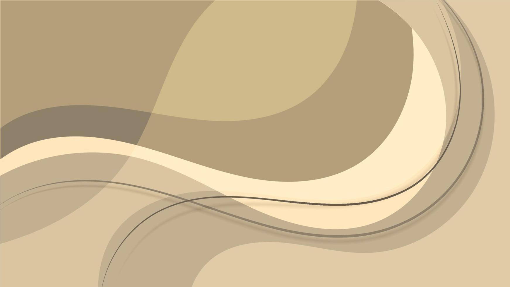 Abstract curved shapes with wave lines brown cream background vector