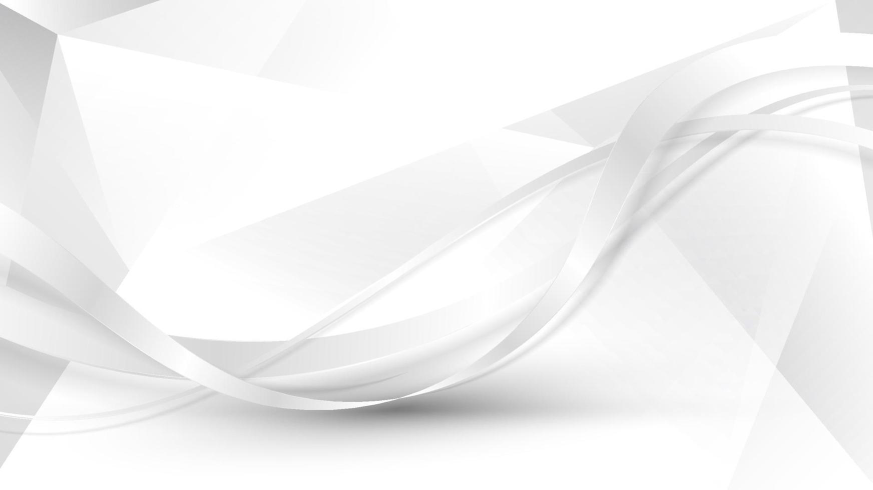 Abstract white ribbon wave lines on low polygon background vector