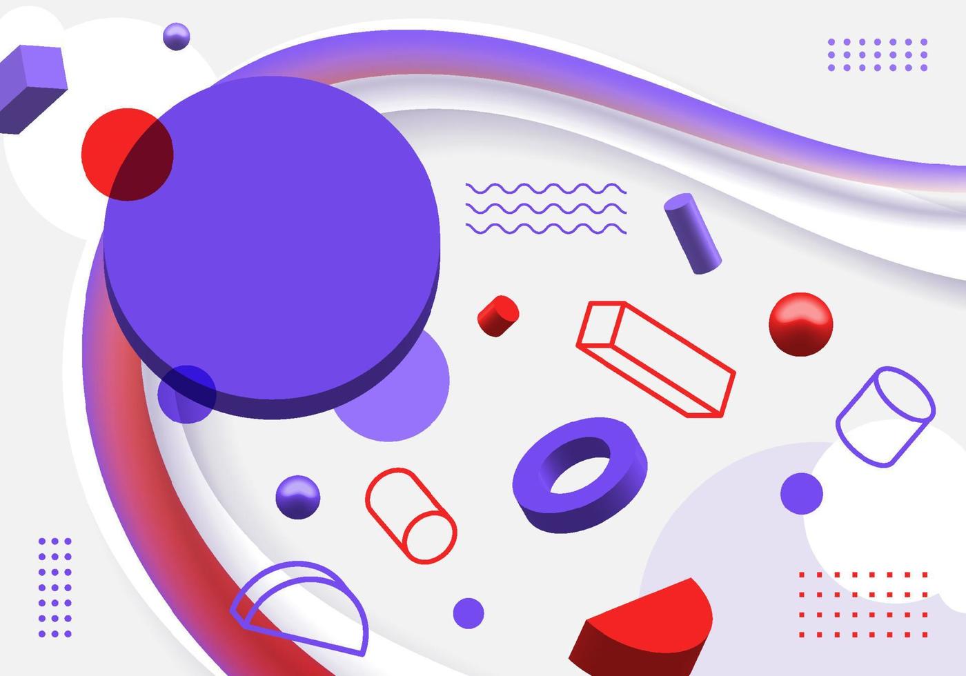 Abstract 3D geometric elements sparse pattern on white background vector