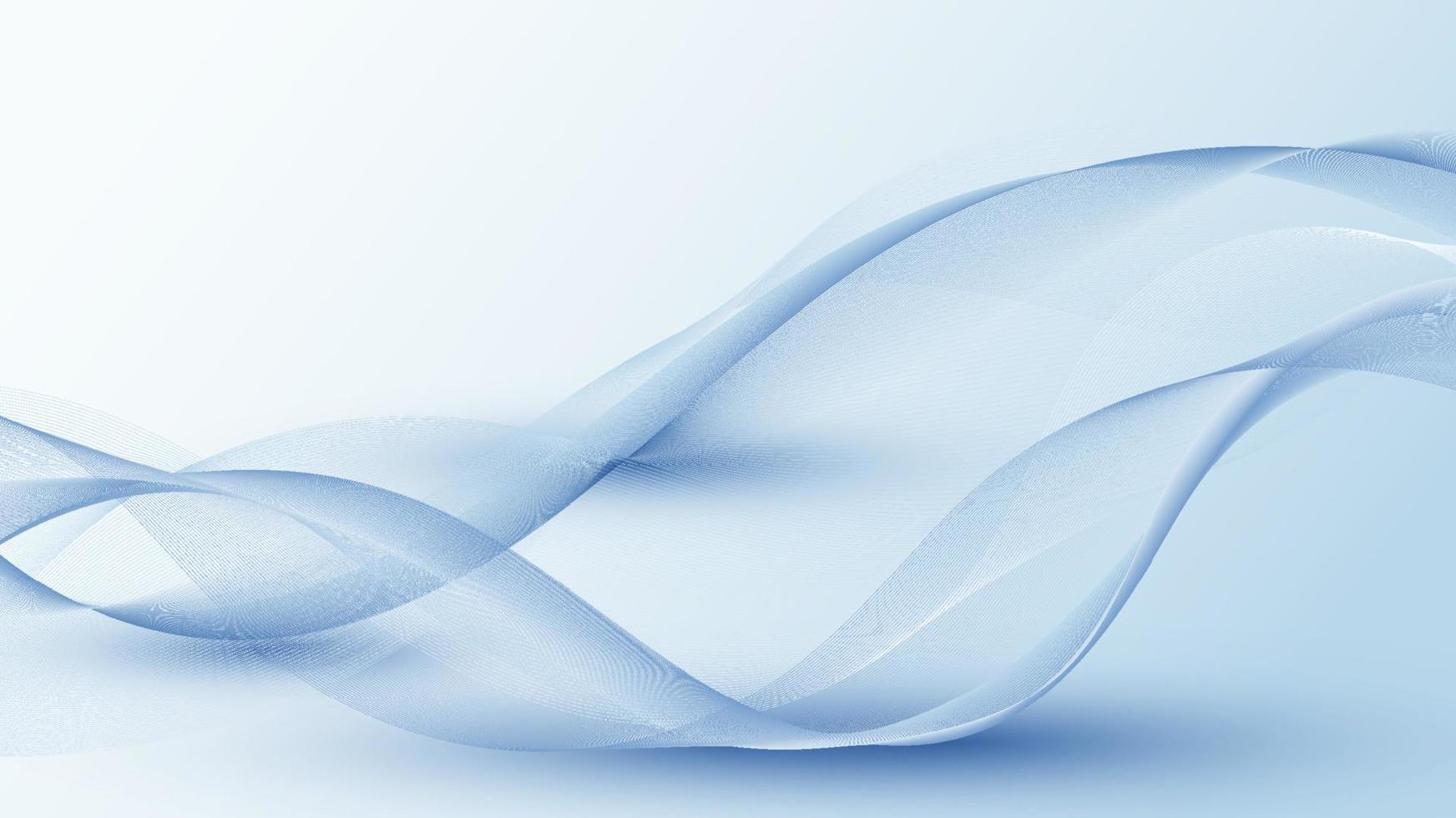 Abstract 3D blue dynamic wave flow lines pattern on white background vector