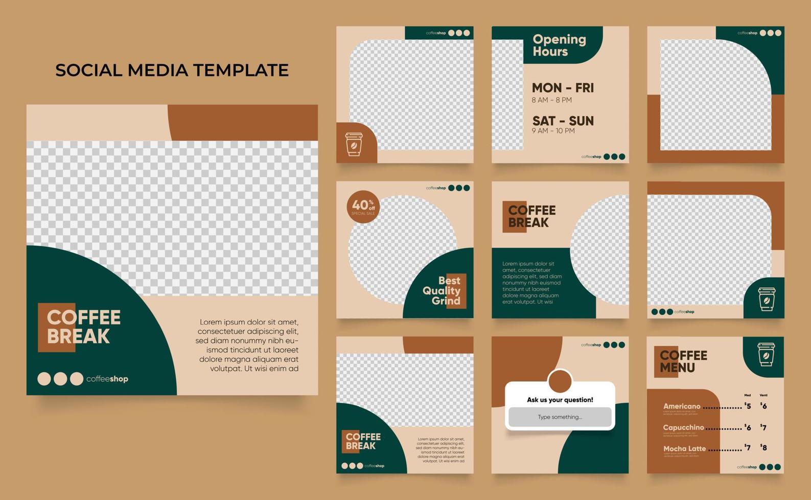 social media template banner blog coffee sale promotion vector