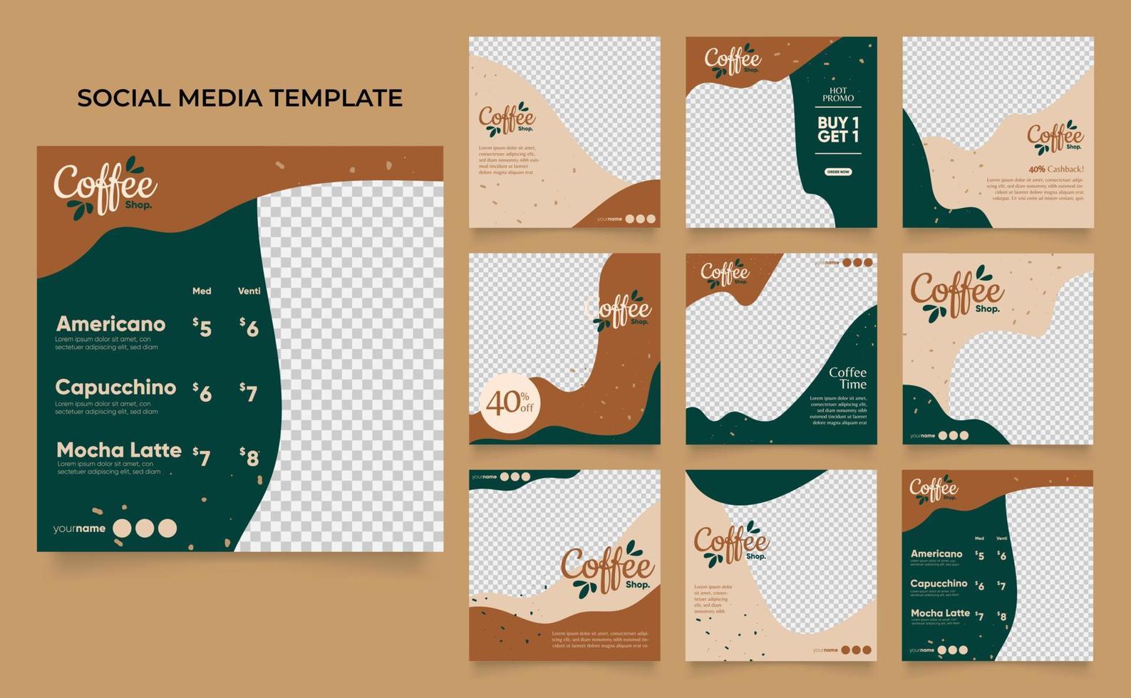 social media template banner blog coffee sale promotion vector