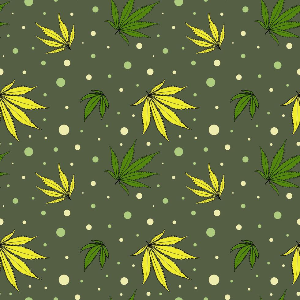 Ganja seamless pattern. Marijuanna leaves background. vector