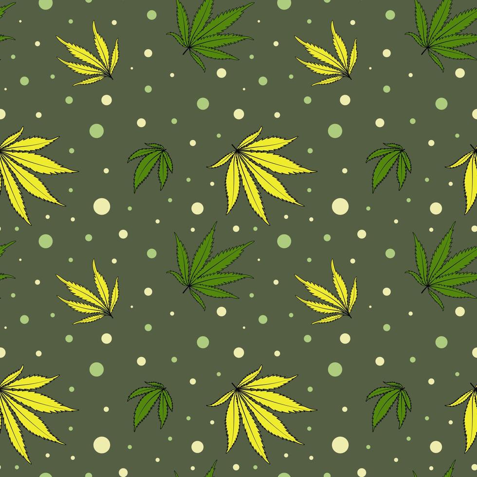 Ganja seamless pattern. Marijuanna leaves background. vector