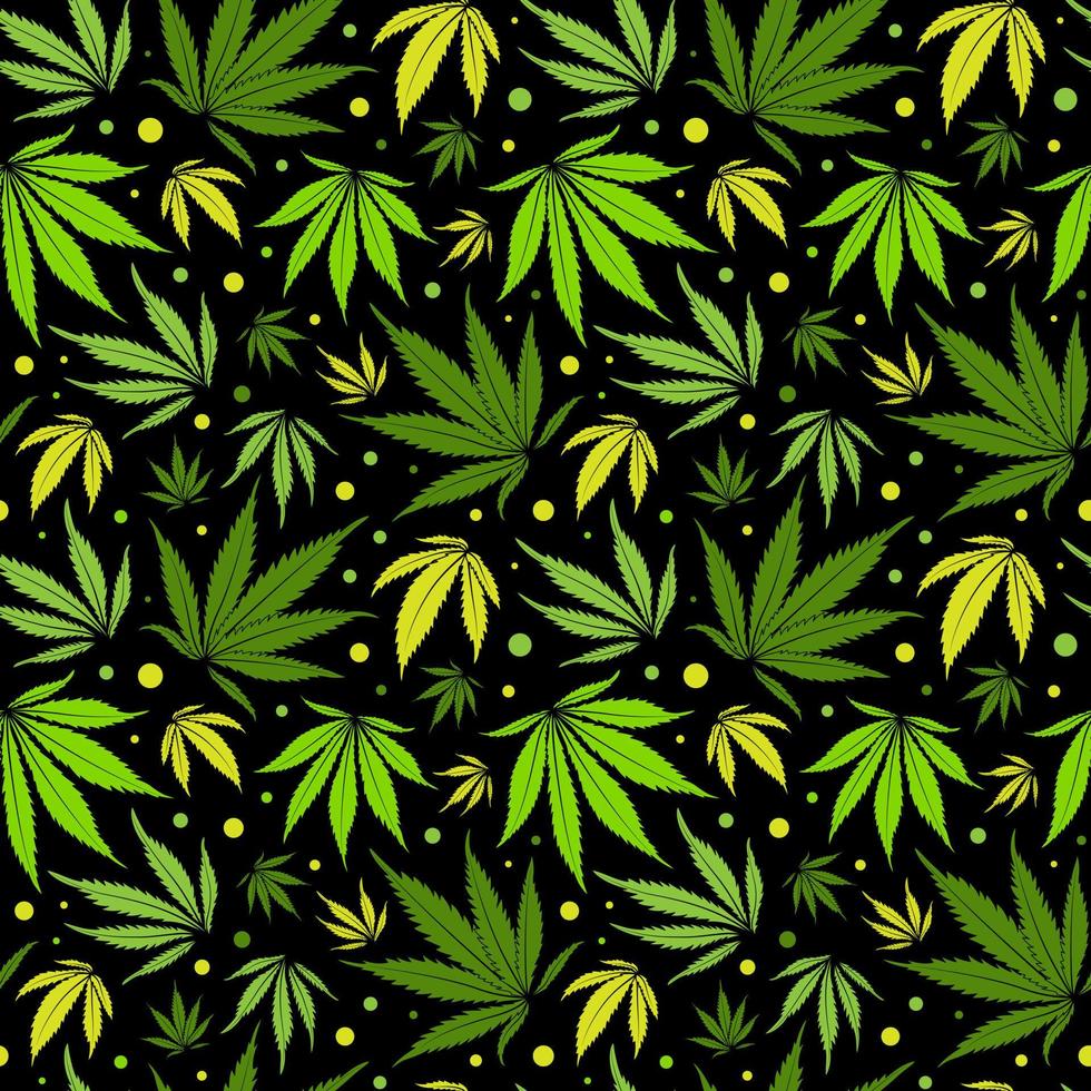 Cannabis seamless pattern vector. Marijuana green leaves wallpaper on a