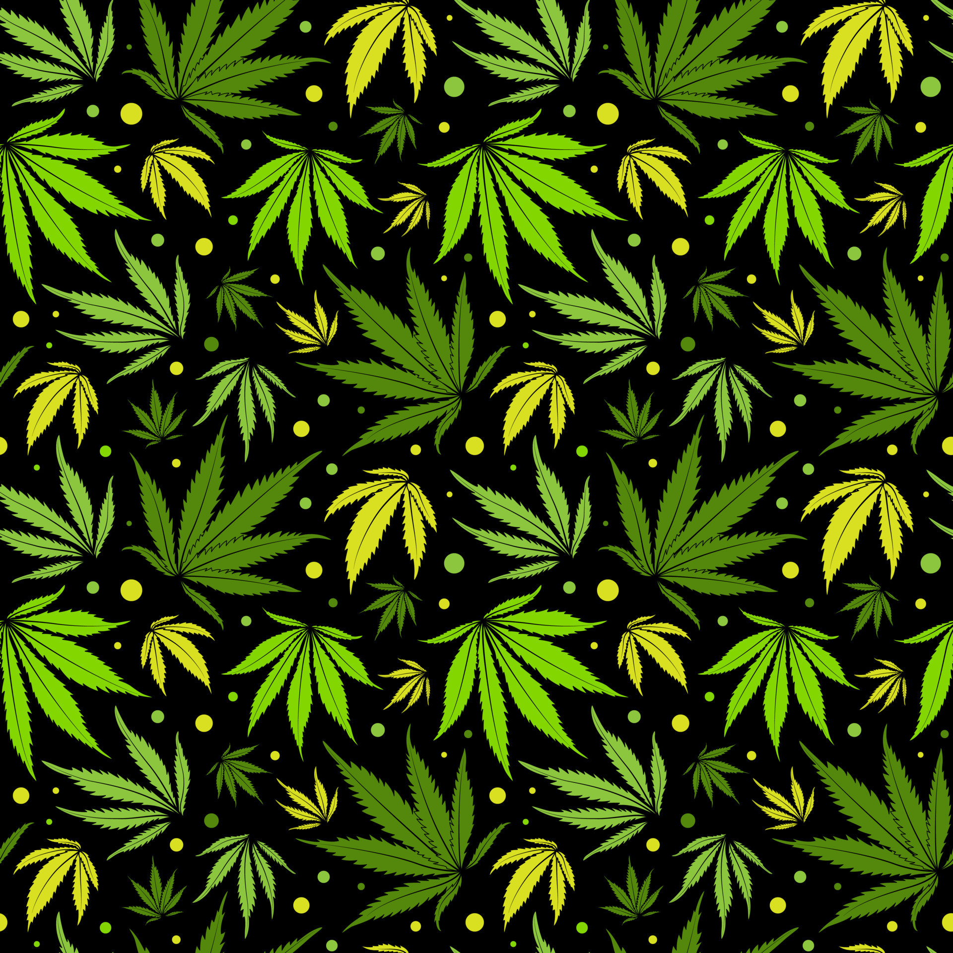 Cannabis seamless pattern vector. Marijuana green leaves wallpaper on a